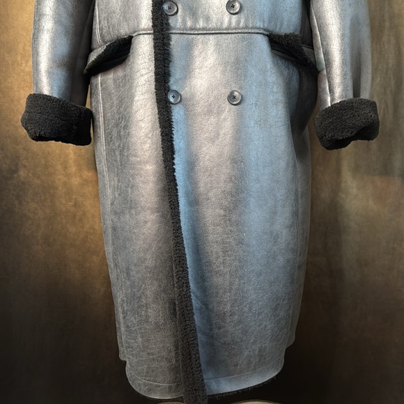 I.N.C. Men's Classic-Fit Faux-Shearling Double-Breasted Overcoat Silver Size XXL - Picture 2 of 12